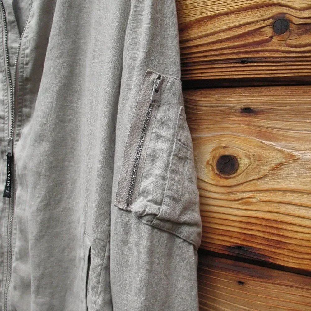 All Saints Linen Bomber Jacket - Picture 8 of 12